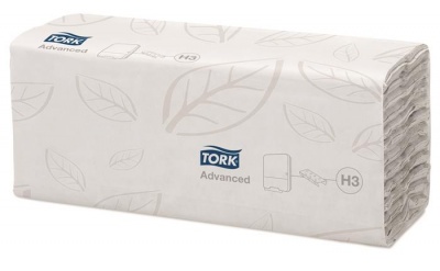 Kéztörlő, C hajtás, 2 rétegű, 128 lap, H3 rendszer, Advanced, TORK, fehér
